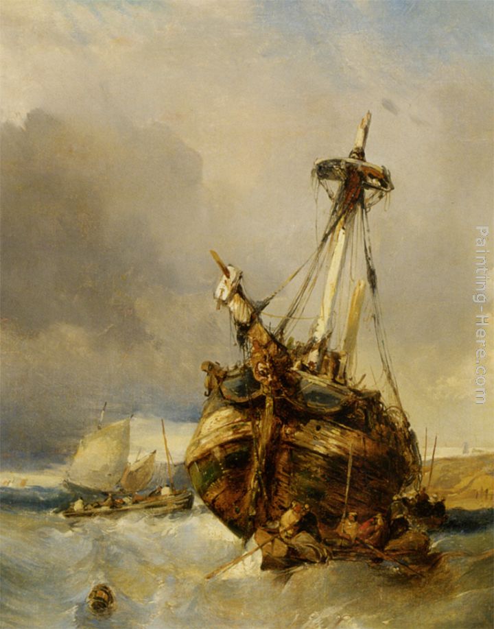 Sailing near the coast painting - Eugene Isabey Sailing near the coast art painting